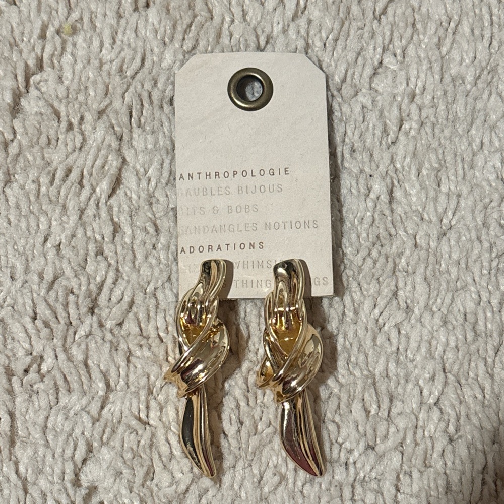 Anthropologie Twisted Gold Earrings